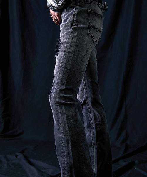 FUGA ジーンズ 「FUGA/フーガ」ペイント加工フレアデニムパンツ メンズ