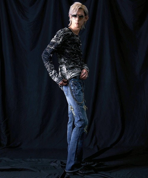 FUGA ジーンズ 「FUGA/フーガ」ペイント加工フレアデニムパンツ メンズ