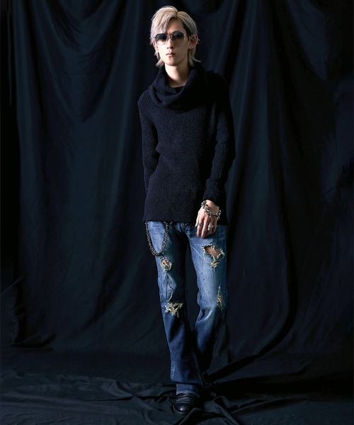 FUGA ジーンズ 「FUGA/フーガ」ペイント加工フレアデニムパンツ メンズ