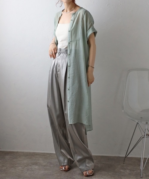 「&HALF」 「noa-ge」半袖ワンピース L ベージュ レディース_画像6