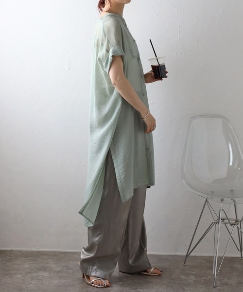 「&HALF」 「noa-ge」半袖ワンピース L ベージュ レディース_画像9