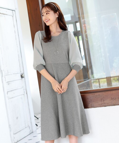 「Tiaclasse」 ニットワンピース 9号 グレー レディース_画像7