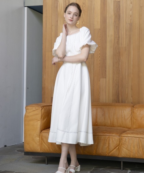 「AND COUTURE」 半袖ワンピース FREE ライトグレー レディース_画像2