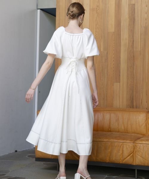 「AND COUTURE」 半袖ワンピース FREE ライトグレー レディース_画像4