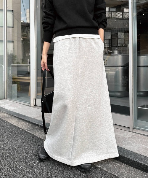 andme（アンドミー） スカート 裏起毛スウェットロングマキシスカート