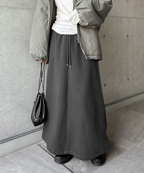 andme（アンドミー） スカート 裏起毛スウェットロングマキシスカート