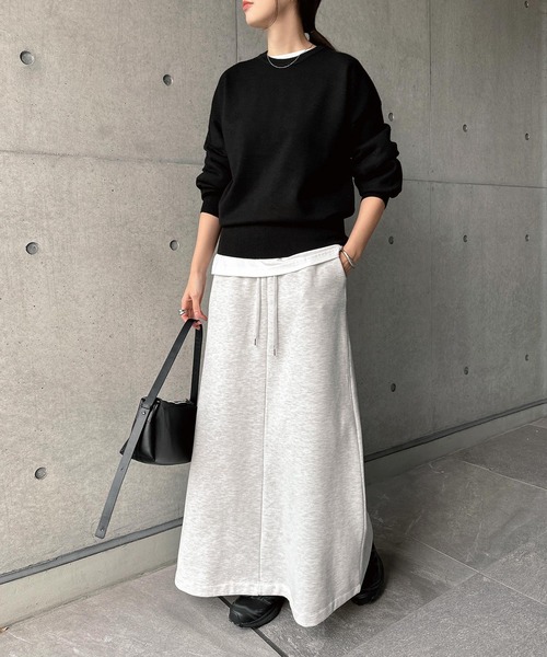 andme（アンドミー） スカート 裏起毛スウェットロングマキシスカート