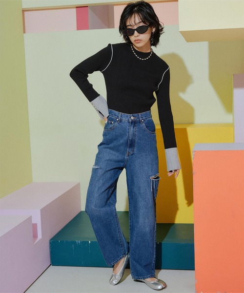 「miette」 長袖ニット FREE ブラック レディース_画像5