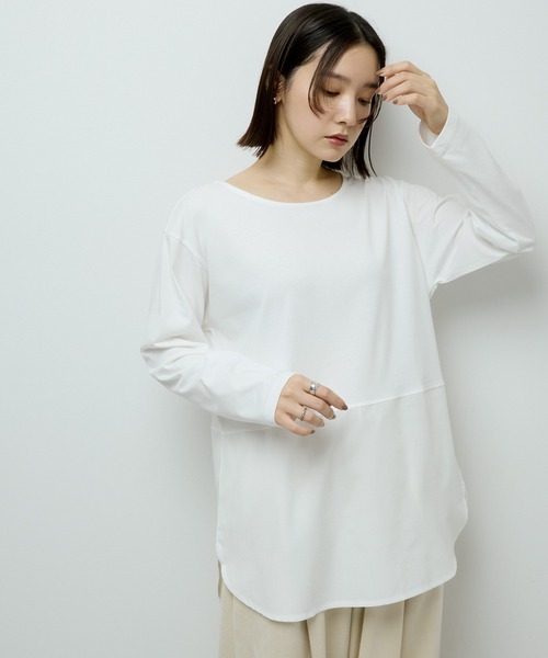 Green Parks（グリーンパークス） tシャツ 裾ドッキングホワイト