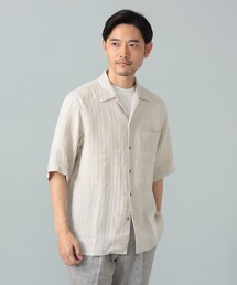 BEAMS F（ビームスF） シャツ 半袖 リネンシルク ヘリンボーン