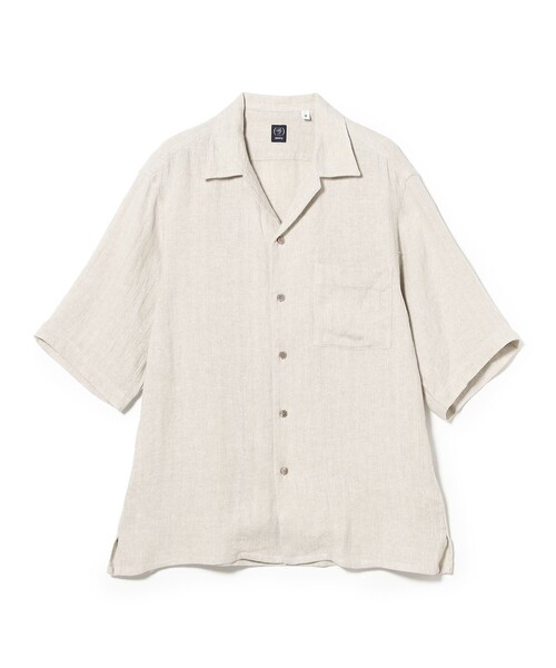 BEAMS F（ビームスF） シャツ 半袖 リネンシルク ヘリンボーン