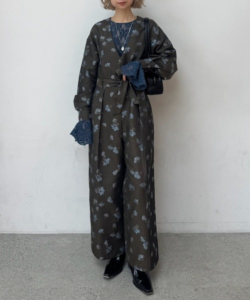 Ameri（アメリ） サロペット オーバーオール POSEY BLOOM JACQUARD