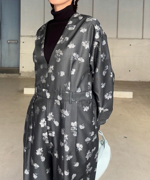 Ameri（アメリ） サロペット オーバーオール POSEY BLOOM JACQUARD