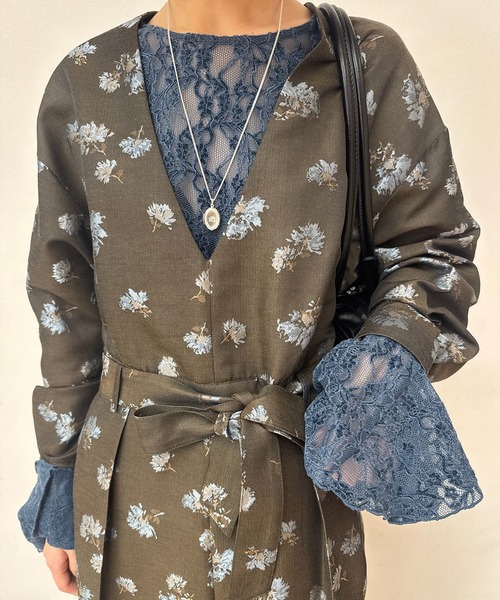 Ameri（アメリ） サロペット オーバーオール POSEY BLOOM JACQUARD