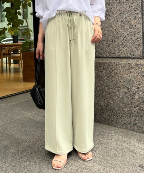 ワイドパンツ パンツ 「高レビュー多数！」「2サイズ展開/体型問わず美脚見え」トロミイージーパンツ レディースの画像