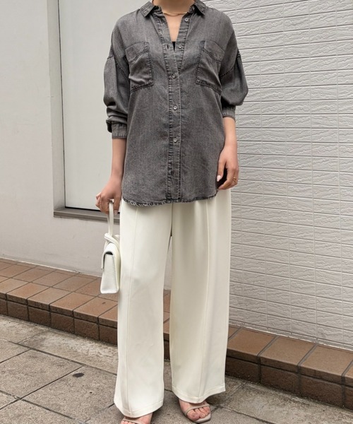 ワイドパンツ パンツ 「高レビュー多数！」「2サイズ展開/体型問わず美脚見え」トロミイージーパンツ レディースの画像