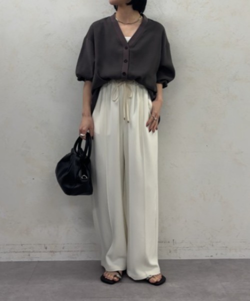 ワイドパンツ パンツ 「高レビュー多数！」「2サイズ展開/体型問わず美脚見え」トロミイージーパンツ レディースの画像