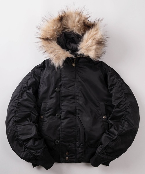 N2b ブラック　M ミリタリージャケット モッズコート 「72」ヘビーナイロンツイル N-2B