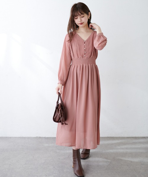 「natural couture」 長袖ワンピース FREE チャコールグレー レディース_画像3