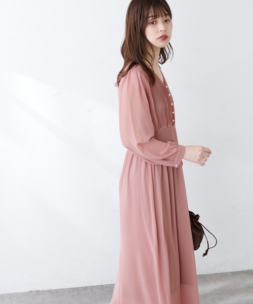 「natural couture」 長袖ワンピース FREE チャコールグレー レディース_画像5