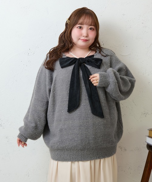 Louiosy（ルオシー） ニット セーター 「大きいサイズ」2WAYベロア