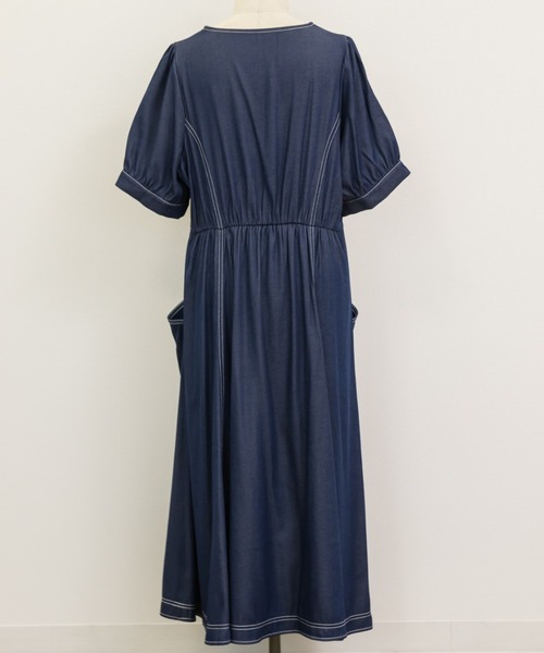 「CLETTE」 半袖ワンピース LL ネイビー レディース_画像2