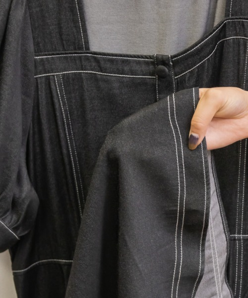 「CLETTE」 半袖ワンピース LL ネイビー レディース_画像4