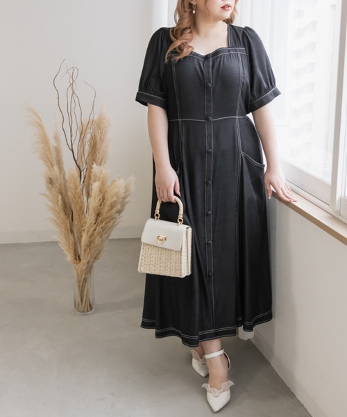 「CLETTE」 半袖ワンピース LL ネイビー レディース_画像6