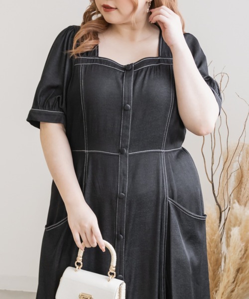 「CLETTE」 半袖ワンピース LL ネイビー レディース_画像7