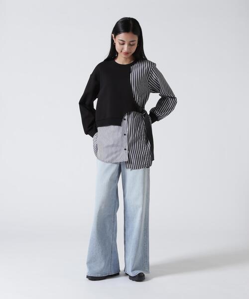 ワイドパンツ ジーンズ デニム デニムパンツ YANUK(ヤヌーク) Wide flare MFT/57161382/ワイドフレア レディースの画像