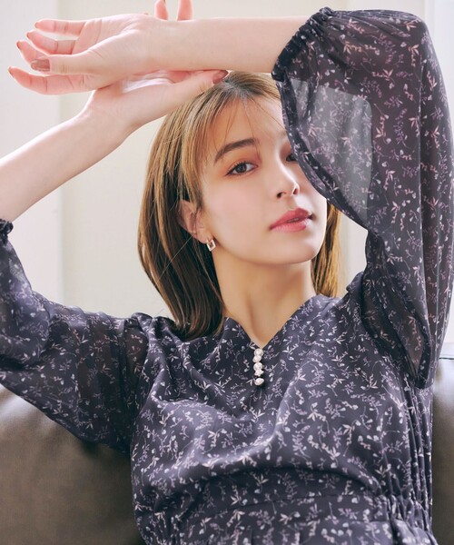「Tiaclasse」 長袖ワンピース M チャコールグレー レディースの画像
