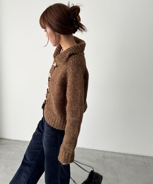 「CANAL JEAN」 「El mar」ニットカーディガン ONE SIZE ブラウン レディースの画像