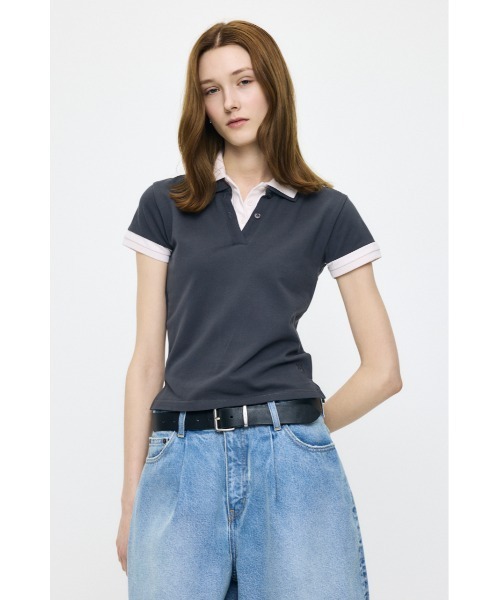 トップス mopo MOUSSY（マウジー） tシャツ CONTRAST POLO トップス レディース