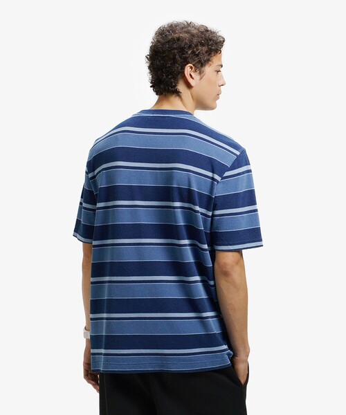 LACOSTE（ラコステ） tシャツ オーバーサイズ インディゴボーダー 半袖
