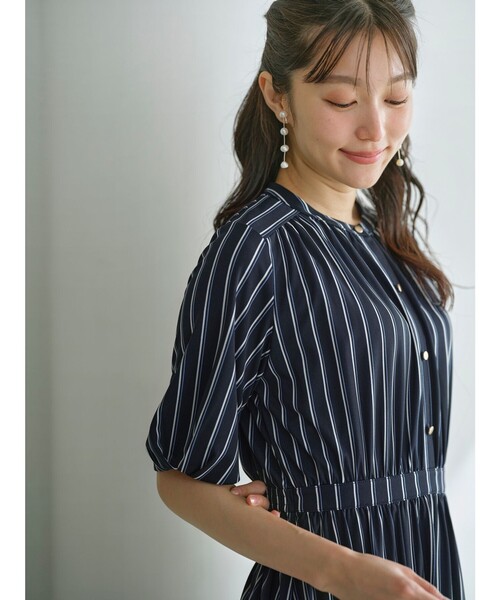 「ANY SIS」 半袖ワンピース 3 ネイビー レディース_画像5