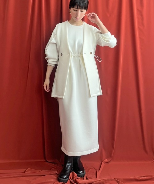 「LHELBIE」 長袖ワンピース M オフホワイト レディース_画像3