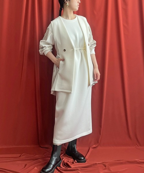 「LHELBIE」 長袖ワンピース M オフホワイト レディース_画像5