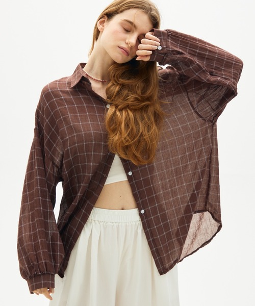 full/fill. ブラウス シャツ airy check over shirt / エアリー