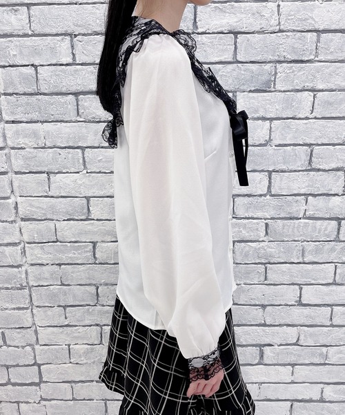 「MA*RS」 長袖シャツ FREE ホワイト×ピンク レディース_画像5