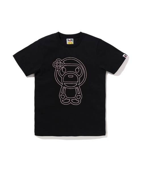 A BATHING APE ブラック Tシャツ Ladies S A BATHING APE（アベイシングエイプ） tシャツ CHAIN STITCH BABY LISA