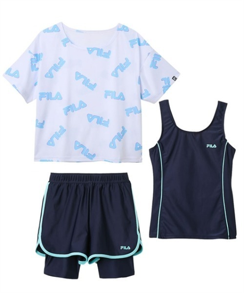 uvカット 水着 「FILA」Ｔシャツセットオンスクール　(130〜170cm) キッズ 子供 女の子の画像
