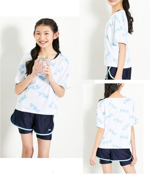 uvカット 水着 「FILA」Ｔシャツセットオンスクール　(130〜170cm) キッズ 子供 女の子の画像