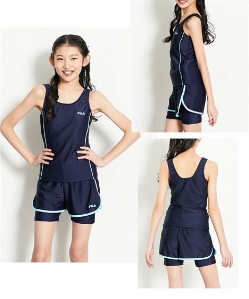 uvカット 水着 「FILA」Ｔシャツセットオンスクール　(130〜170cm) キッズ 子供 女の子の画像
