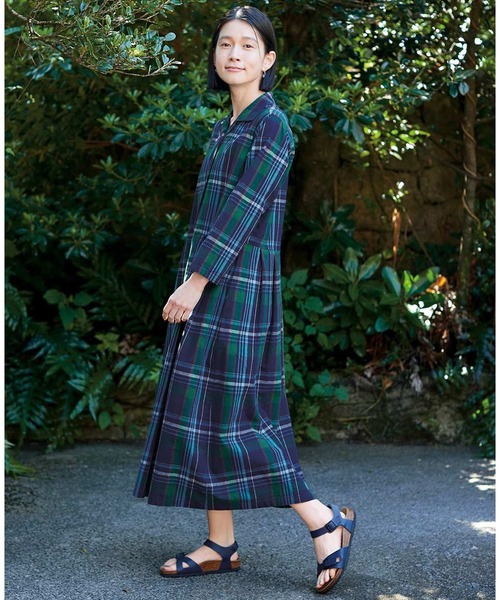 「Sunny clouds」 シャツワンピース X-LARGE ネイビー レディース_画像2