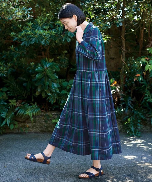 「Sunny clouds」 シャツワンピース X-LARGE ネイビー レディース_画像3