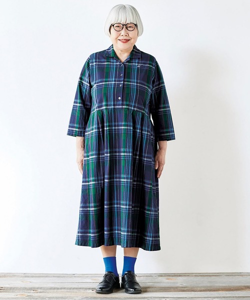 「Sunny clouds」 シャツワンピース X-LARGE ネイビー レディース_画像5