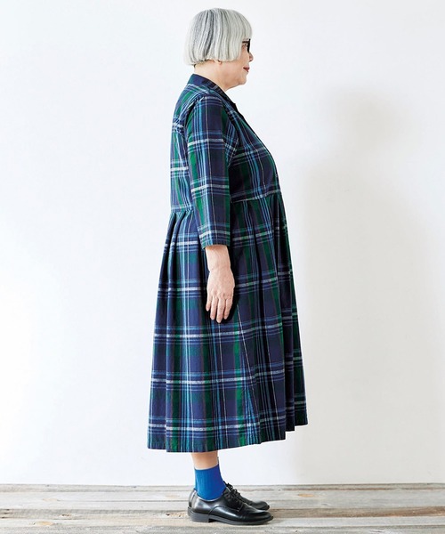 「Sunny clouds」 シャツワンピース X-LARGE ネイビー レディース_画像6