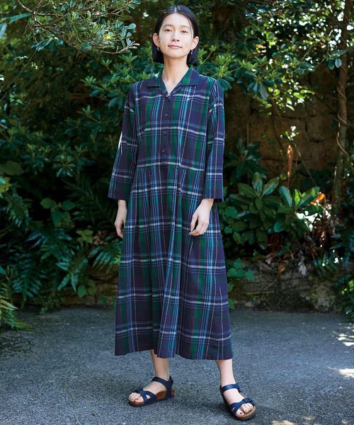 「Sunny clouds」 シャツワンピース X-LARGE ネイビー レディース_画像9