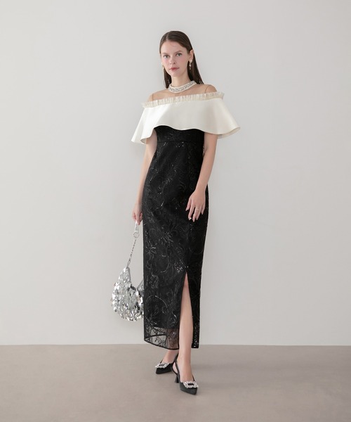 NODRESS（ノードレス） ドレス NODRESS BLACK LACE TRIM PLEATED