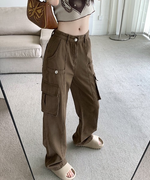 「FREE STYLISTS」 カーゴパンツ X-LARGE ブラウン レディース_画像8